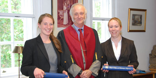 Captains Nicola Housby-Skeggs and Claire Budge, with Vice-President Peter Jinman