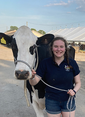 Eleanor with a cow