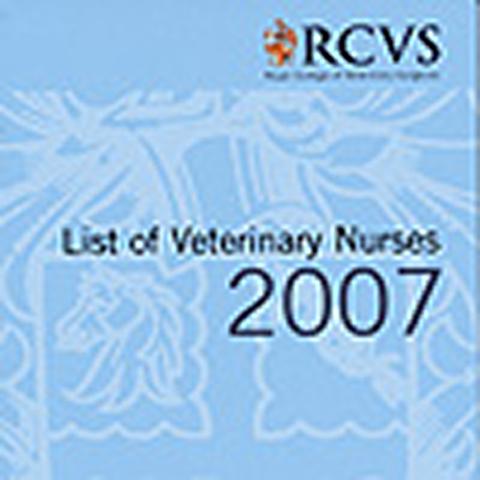 RCVS List of Veterinary Nurses 2007 now available