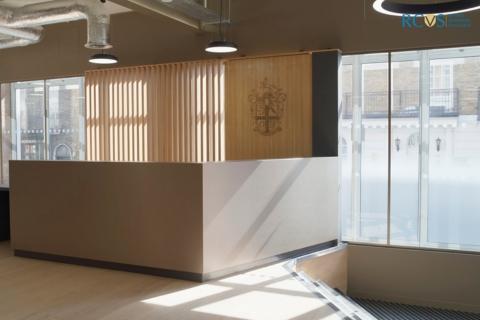 Hardwick Street reception desk, with RCVS coat of arms behind