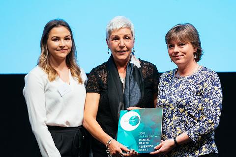 Sarah Brown's family with 2019's grant recipient 