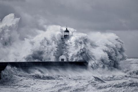 Lighthouse in storm